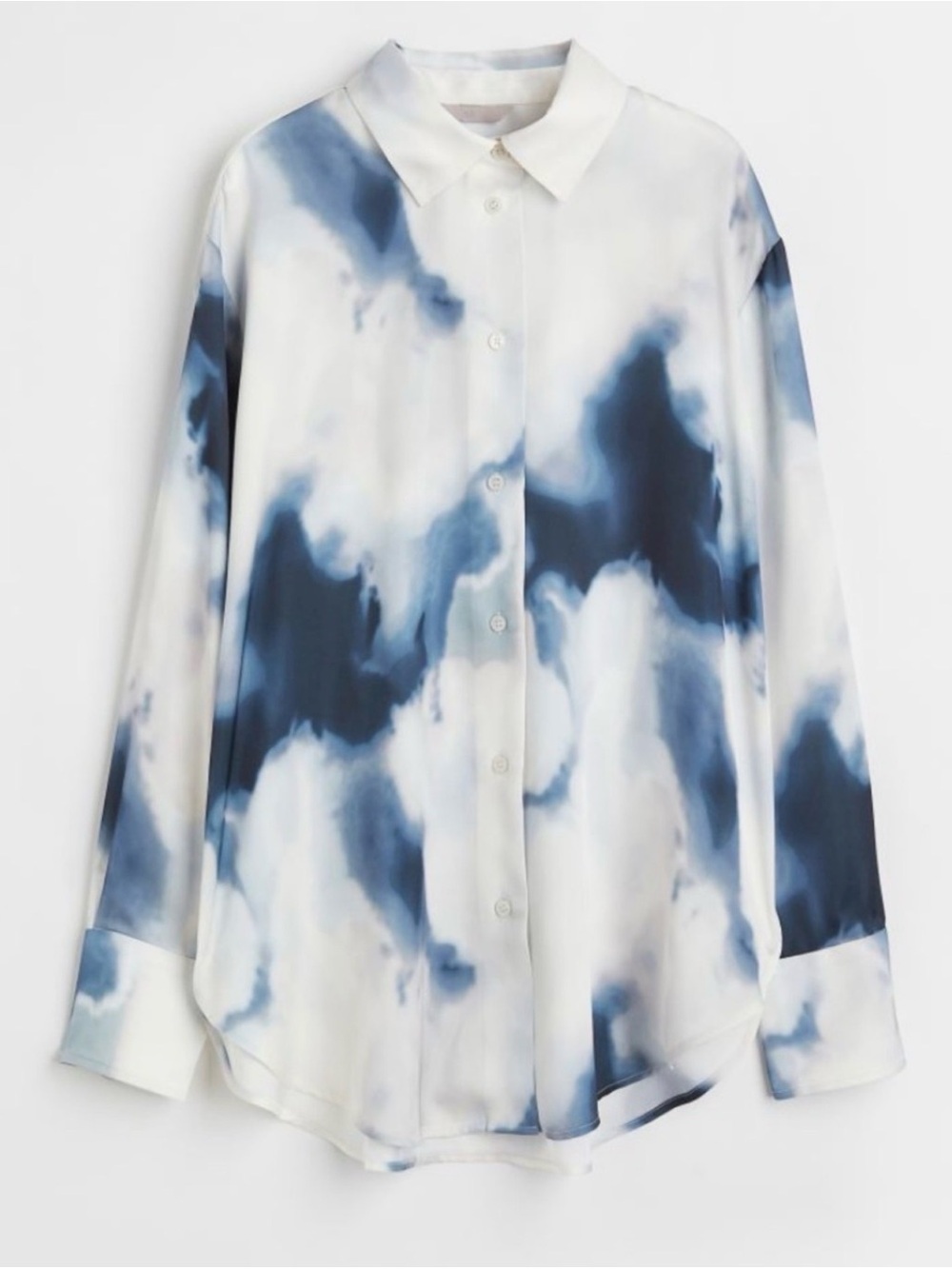 H&M Blue and White Cloud-Pattern Button-Down Shirt